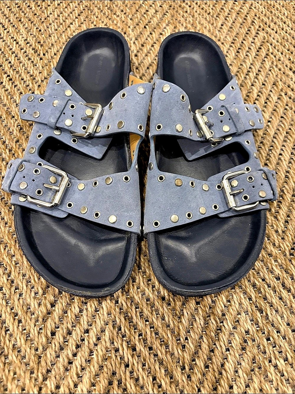 Isabel Marant Lennyo Studded Suede Sandals Black & Gray